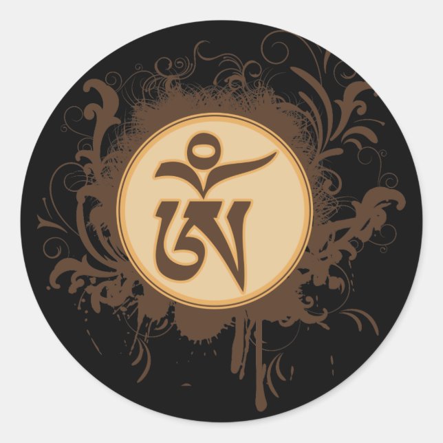 Tibetan Om Classic Round Sticker (Front)