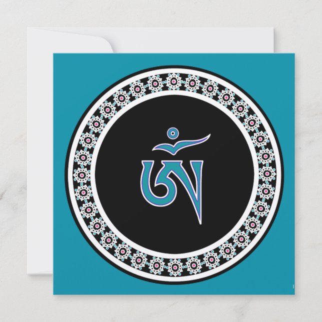 Tibetan Om Symbol in Jewel Ring Invitation (Front)