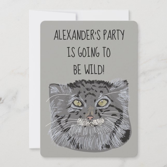 Tibetan Pallas Cat Wild Animals Party Invitation (Front)