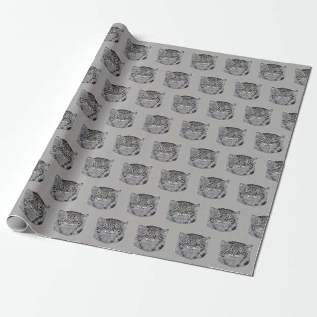 Tibetan Pallas Cat Wild Animals Wrapping Paper (Unrolled)