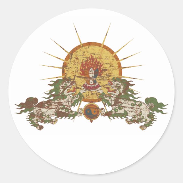 Tibetan Snow Lion Classic Round Sticker (Front)