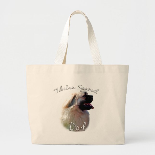 Tibetan Spaniel Dad 2 Large Tote Bag (Front)