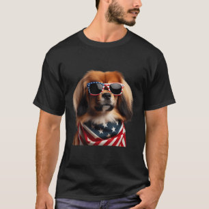 Tibetan Spaniel Dog 4th Of July American Independe T-Shirt