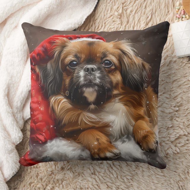 Tibetan Spaniel Dog Christmas Festive Cushion (Blanket)