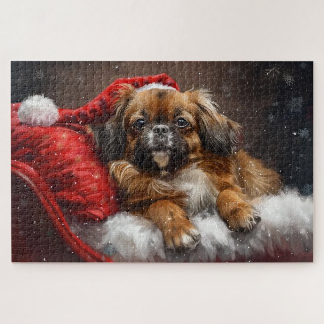 Tibetan Spaniel Dog Christmas Festive Jigsaw Puzzle (Horizontal)