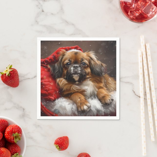 Tibetan Spaniel Dog Christmas Festive Napkin (Insitu)
