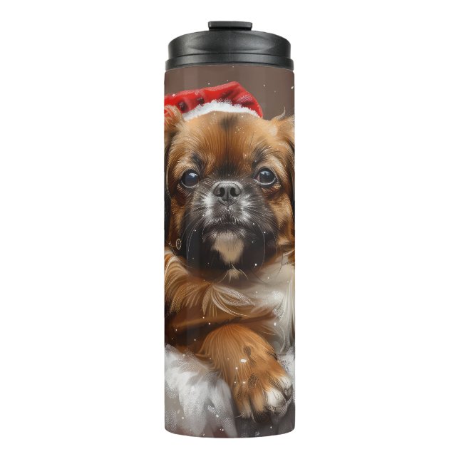 Tibetan Spaniel Dog Christmas Festive Thermal Tumbler (Front)