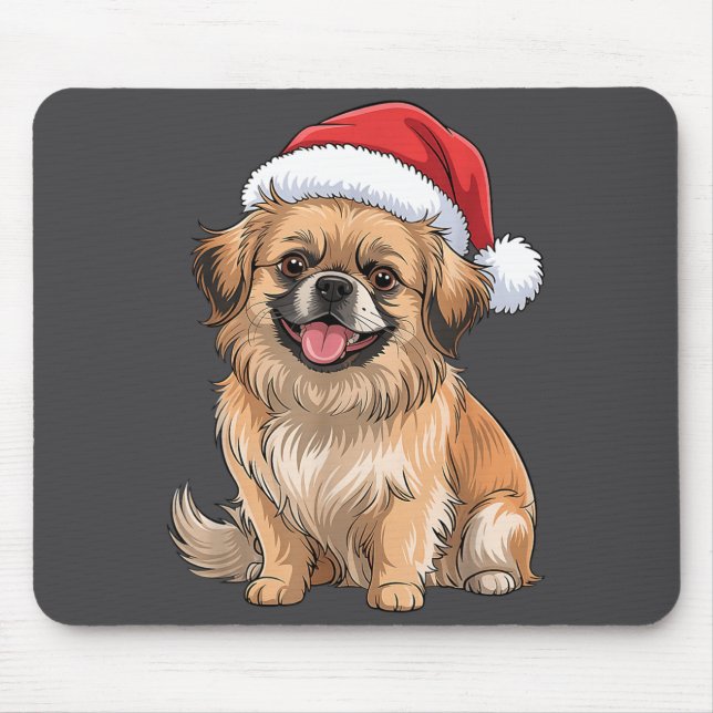 Tibetan Spaniel Dog Christmas Santa Hat Pet Dog Lo Mouse Mat (Front)