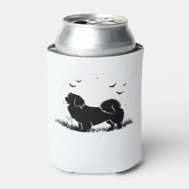 Tibetan Spaniel Dog � Halloween Moon Silhouette Ov Can Cooler (Can Front)