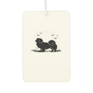 Tibetan Spaniel Dog � Halloween Moon Silhouette Ov Car Air Freshener
