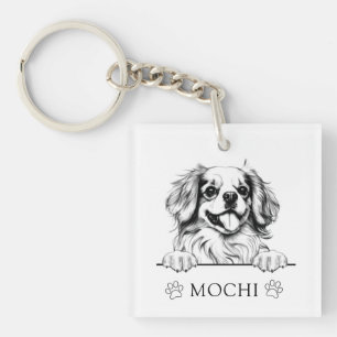 Tibetan Spaniel Dog Hand Drawing Personalized Key Ring