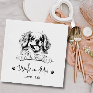Tibetan Spaniel Dog Personalised Drinks On Me Napkin