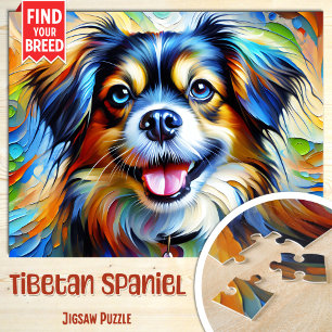 Tibetan Spaniel Dog Portrait Acrylic Art Print Dog Jigsaw Puzzle