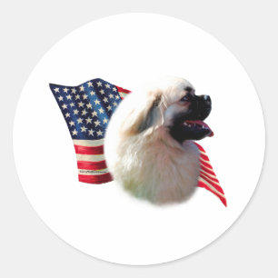 Tibetan Spaniel Flag Classic Round Sticker