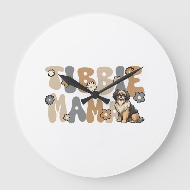 Tibetan Spaniel Groovy Tibbie Mama Large Clock (Front)
