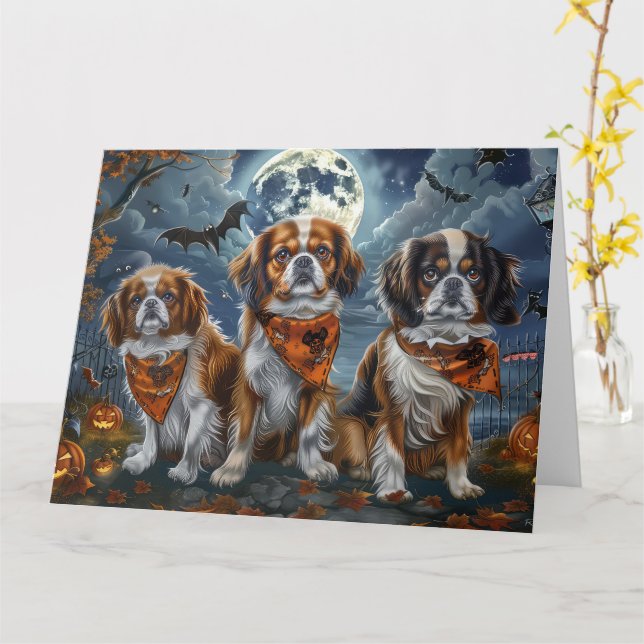 Tibetan Spaniel Halloween Spooky  Card (Yellow Flower)