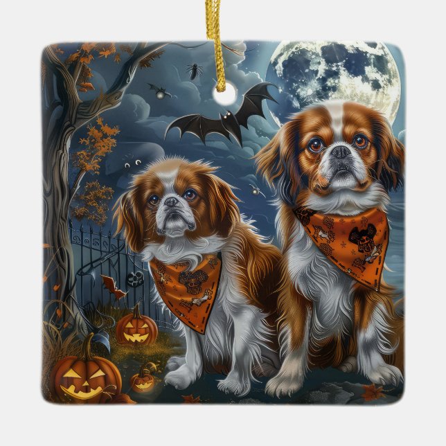 Tibetan Spaniel Halloween Spooky  Ceramic Ornament (Front)