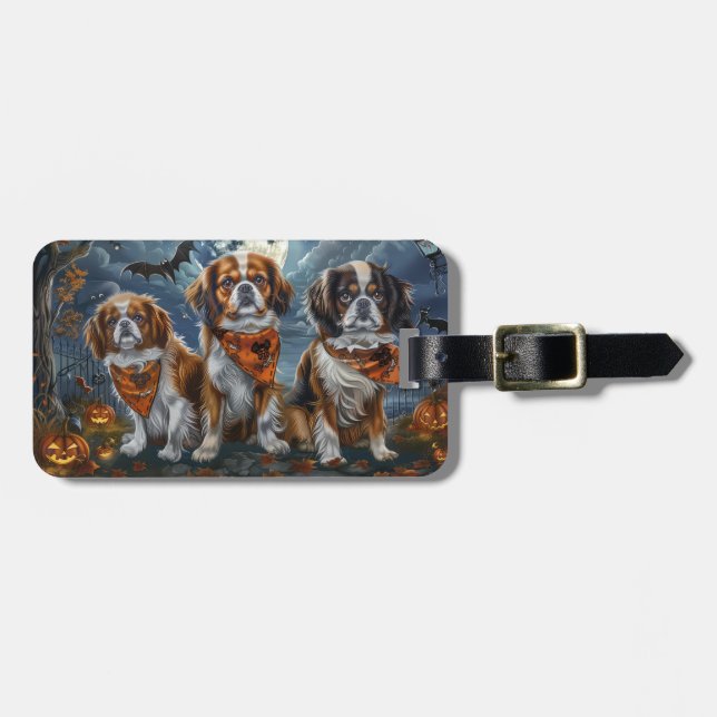 Tibetan Spaniel Halloween Spooky  Luggage Tag (Front Horizontal)