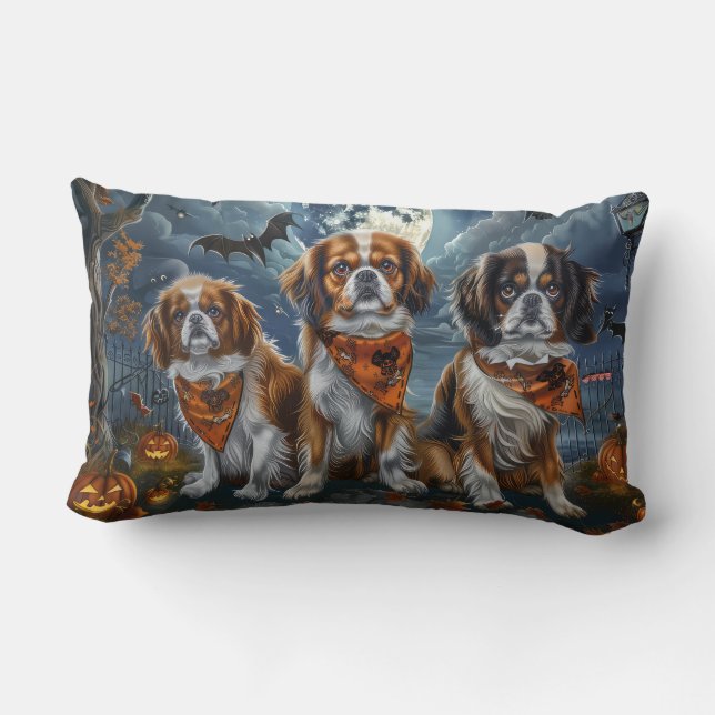 Tibetan Spaniel Halloween Spooky  Lumbar Cushion (Back)