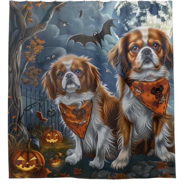 Tibetan Spaniel Halloween Spooky  Shower Curtain (Front)