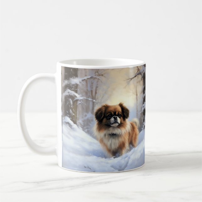Tibetan Spaniel Let It Snow Christmas  Coffee Mug (Left)