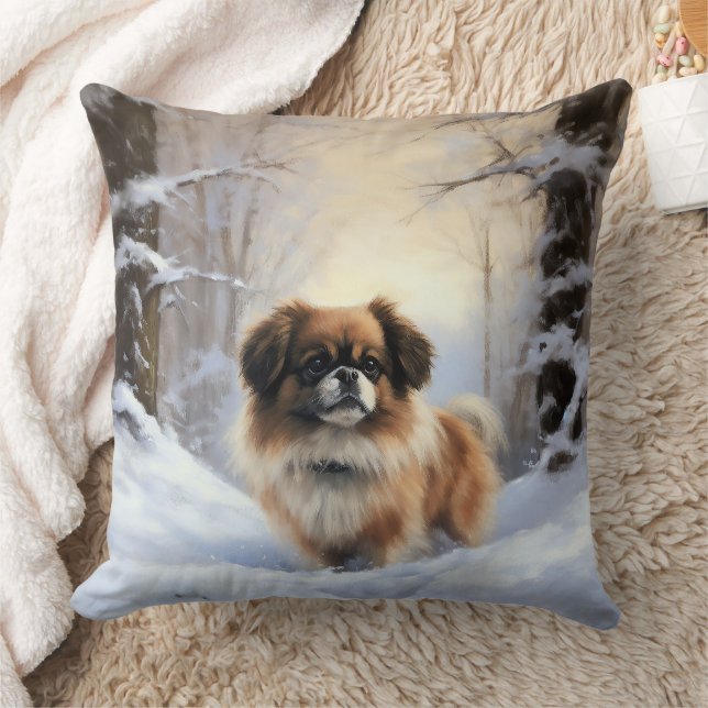 Tibetan Spaniel Let It Snow Christmas  Cushion (Blanket)