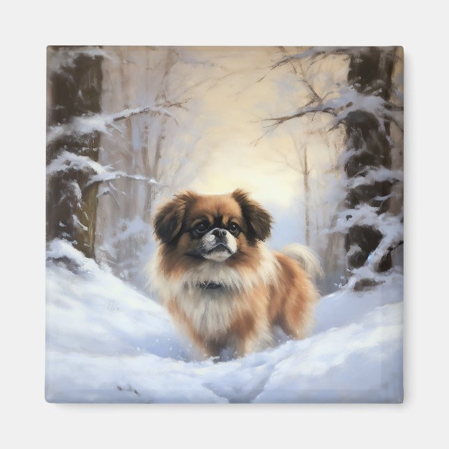 Tibetan Spaniel Let It Snow Christmas  Magnet (Front)