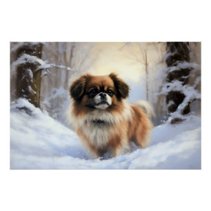 Tibetan Spaniel Let It Snow Christmas Poster