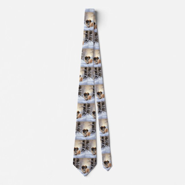 Tibetan Spaniel Let It Snow Christmas  Tie (Front)