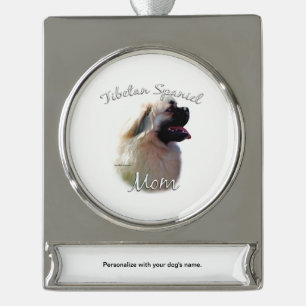 Tibetan Spaniel Mum 2 Silver Plated Banner Ornament
