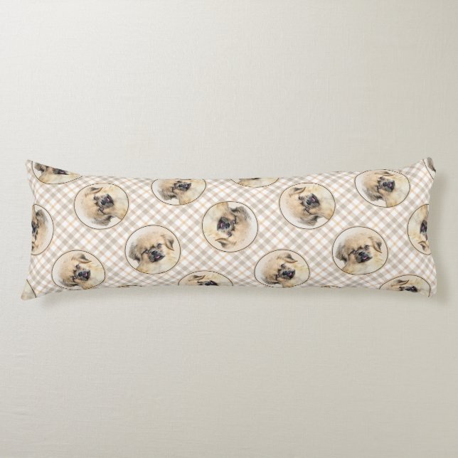 Tibetan Spaniel Painting Cream and White Dog Art Body Cushion (Front)