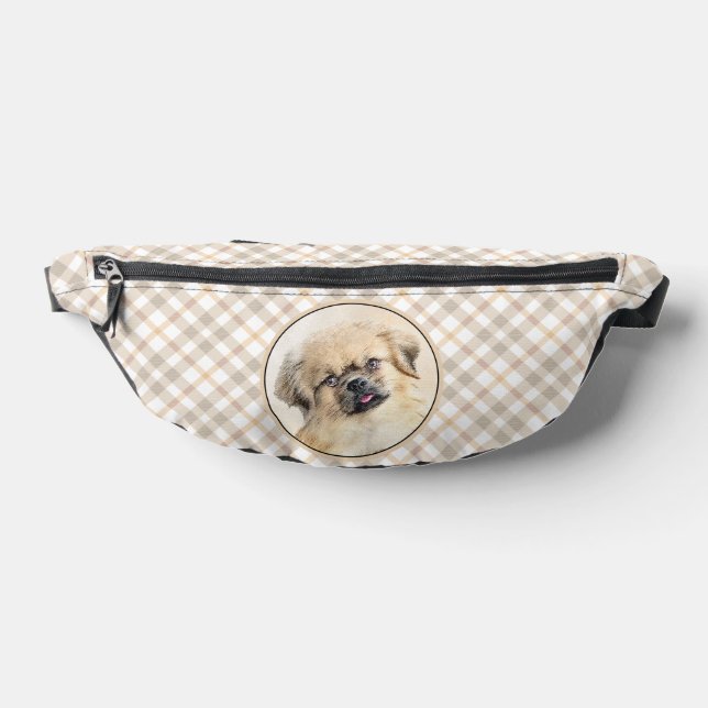 Tibetan Spaniel Painting Cream and White Dog Art Bum Bags (Lay Down)