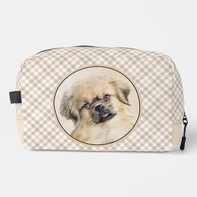 Tibetan Spaniel Painting Cream and White Dog Art Dopp Kit (Front)