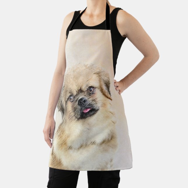Tibetan Spaniel Painting - Cute Original Dog Art Apron (Insitu)