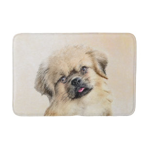 Tibetan Spaniel Painting - Cute Original Dog Art Bath Mat