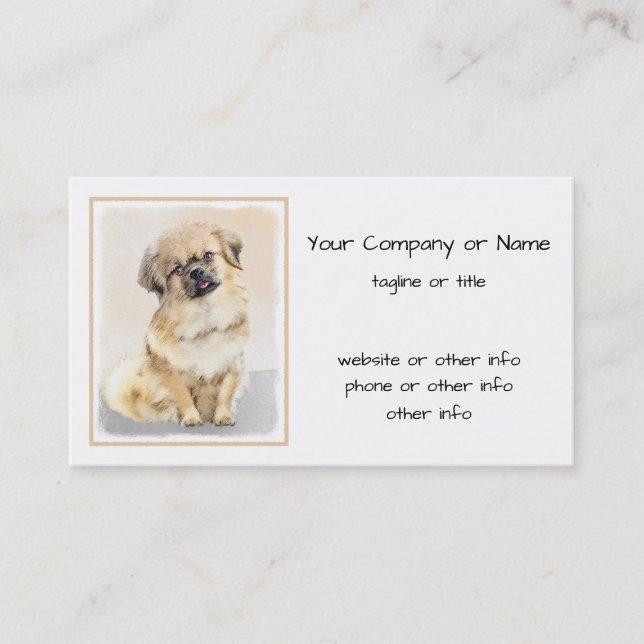 Tibetan Spaniel Painting - Cute Original Dog Art Business Card (Front)