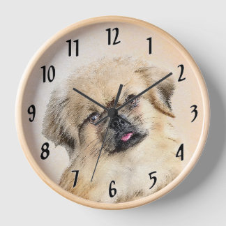 Tibetan Spaniel Painting - Cute Original Dog Art Clock