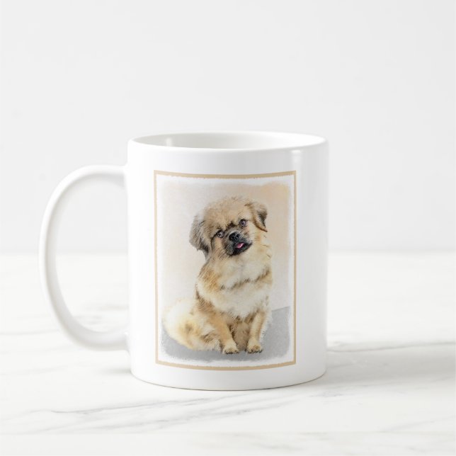 Tibetan Spaniel Painting - Cute Original Dog Art Coffee Mug (Left)