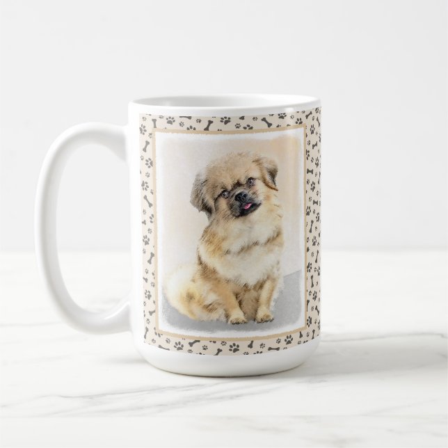 Tibetan Spaniel Painting - Cute Original Dog Art Coffee Mug (Left)