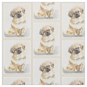 Tibetan Spaniel Painting - Cute Original Dog Art Fabric