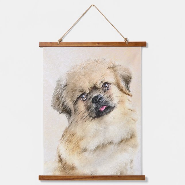 Tibetan Spaniel Painting - Cute Original Dog Art Hanging Tapestry (Front)