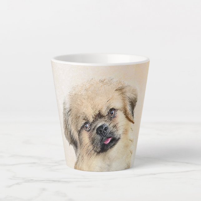 Tibetan Spaniel Painting - Cute Original Dog Art Latte Mug (Front)