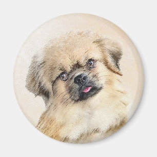 Tibetan Spaniel Painting - Cute Original Dog Art Magnet