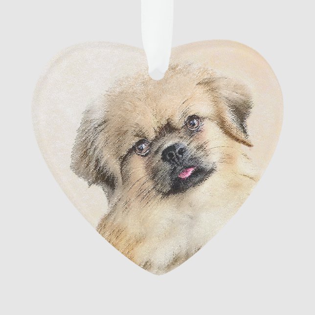 Tibetan Spaniel Painting - Cute Original Dog Art Ornament (Front)