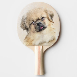 Tibetan Spaniel Painting - Cute Original Dog Art Ping Pong Paddle