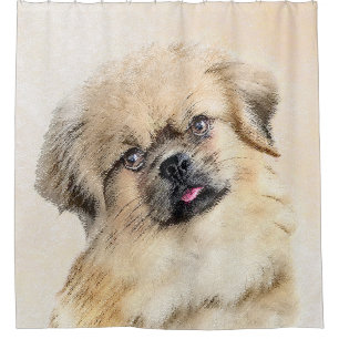 Tibetan Spaniel Painting - Cute Original Dog Art Shower Curtain