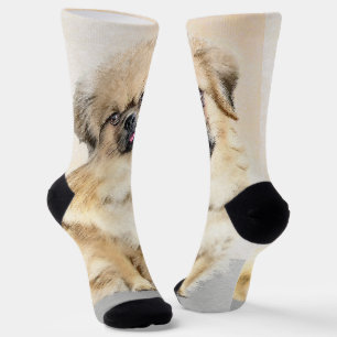 Tibetan Spaniel Painting - Cute Original Dog Art Socks