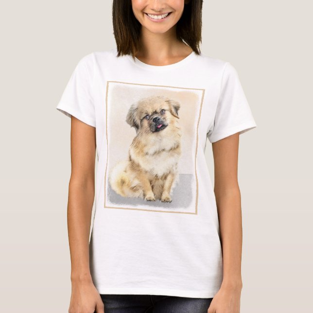 Tibetan Spaniel Painting - Cute Original Dog Art T-Shirt (Front)
