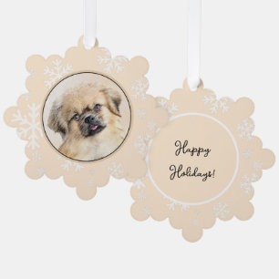 Tibetan Spaniel Painting - Cute Original Dog Art Tree Decoration Card