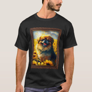 Tibetan Spaniel Painting Sunflower Flower Mom Wome T-Shirt